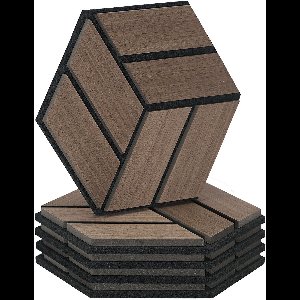 Homestyle4u akoestisch paneel - 5 stuks - Bruin - Zeshoek