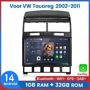 Awesafe Autoradio - Draadloos Apple CarPlay Android Auto - Geschikt Voor VW Volkswagen Touareg 2002 t/m 2011 - 1GB+32GB - Autoradio met navigatie GPS - Radio Scherm