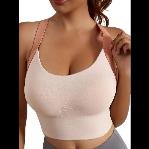 ADAPT Sport-BH met Verstelbare Sluiting - Super Comfortabel - Verstelbaar - Stevig Materiaal - Zachte Stof - Criss Cross Fitness & Running BH - Aansluitend - Beige/Roze - Maat S