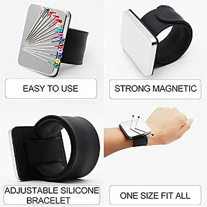 Yangwen 1 x Magnetic Needle Pillow Magnetic Brooch Sewing Needle Pillow Magnetic with Bracelet for Crafts Sewing Embroidery
