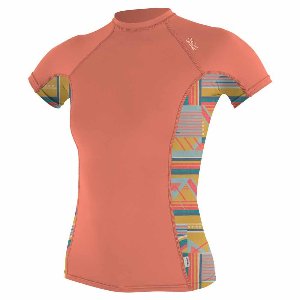 O´neill Wetsuits Side Print Rashguard Met Korte Mouwen Voor Dames Oranje S Vrouw