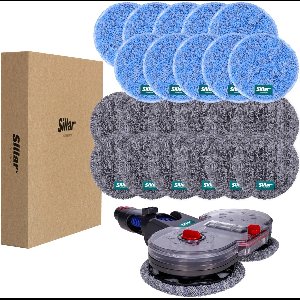 Sillar, set borstel voor stofzuiger, dweilopzetstuk, dweilkop, draaibaar 4-in-1 + 22x dweilopzetstukken, microvezel, vervangingsonderdeel, geschikt voor DYSON V7, V8, V10, V11, V15