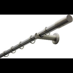 Gardinia gordijnroedeset cilinder, complete stijlset inclusief bevestigingsmateriaal, lengte 160 cm, RVS-look