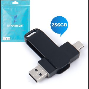 DynaBright USB Stick 256GB – USB 3.1 & Type-C – Hoge Snelheid – USB-C Stick - Plug & Play - Geschikt Voor Laptops, Smartphones en Tablets - Schokbestendig