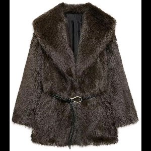 Faux Fur dames jas - Tijdloos Elegant - winterjas dames - Luxe winterjas dames - Faux fur met riem - M - Bruin