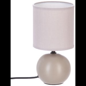 Taupe Keramische Ball Tafellamp | E14 Nachtlamp | Stoffen Kap | Ø13 x H25 cm | Bureaulamp | Ceramic Ball Lamp