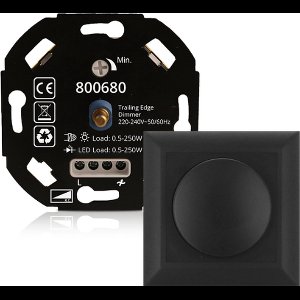 LED Dimmer 0,5-200 Watt - Fase Afsnijding - Universele LED Dimmer - Led Dimmer Inbouw - Dimmer Schakelaar - Dimmer Afdekraam - Dimmer+ Afdekplaat
