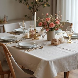 Luxe Damasten Tafelkleed – Ivoor – 150x200 cm – 100% Katoen – Hotelkwaliteit – Jacquard Geweven – 250gr/m² – Chique & Tijdloos – Diverse Maten