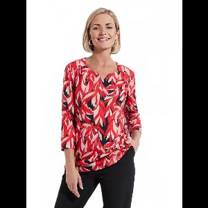 Lang uitlopend T-shirt, 3/4 mouwen, ronde hals