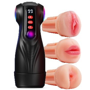 Jespro automatische Blowjob Simulator - Met 3 opzetstukken - 14 standen - Masturbator voor man - Voor mannen elektrisch - Verwarming - Sex toys - Penis vibrator - Vagina - Pocket pussy
