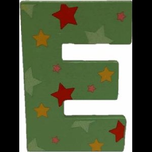 Decoratieletter - E - Hout - 7cm - Groen