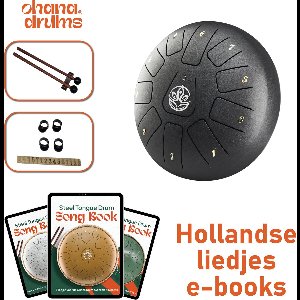Ohana Drums® Tongue drum – Handpan – Onyx Zwart – 20 cm Ø – Klankschaal – 11 noten –Hang drum - Yoga Drum – Lotus Tong - Steeldrum - Muziekinstrument voor kinderen - Percussie-instrumenten