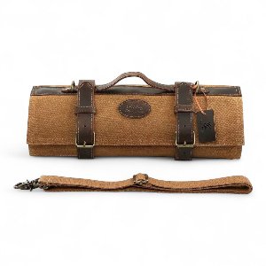 Professionele Messentas met 12 Mesvakken & 2 Ritsvakken – Inclusief Luxe Giftbox | Oprolbaar Messenfoudraal – Waxed Canvas & Echt Leder – Grote Maat – Uitmuntend Vakmanschap – KAAMUT®