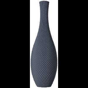 Slimprint Vaas EMERALD, Donkergrijs, D19 x H60 cm, Moderne Decoratie Vaas met Geometrisch Ruitjesmotief, Gemaakt van Gerecycled Kunststof van Fruitverpakkingen