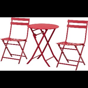 Outsunny-Buiten Bistroset-Metaal-60x60x71cm-Rood