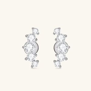Selevie Oorbellen Zilver met vijf Moissanite - 0.2ct - Oorknopjes - Earrings with Moissanite stones