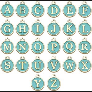 26 stuks A-Z Alfabet Letter Sieraden maken Charms, Ronde Metalen Legering Kleurrijke Charm Hanger Plated Emaille Charm Hanger voor Oorbel Ketting Armband Sieraden Maken en Ambachten, One Size, Zink, zinklegering