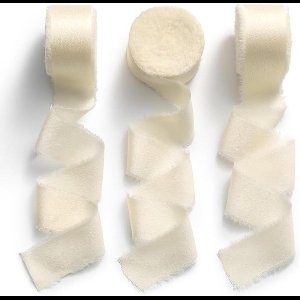 Allecto Premium - Satijnen lint in Beige voor bruiloftsdecoratie - 25mm x 6.4m