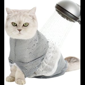 MAGICSHE Verzorgingstas Kat - Waszak Voor Katten Met Trekkoord - Verstelbare Badzak Voor Katten, Ademende Mesh Grijs