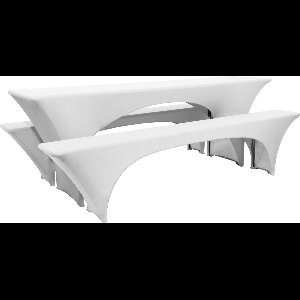 Beautissu Victoria - 3-delig Elastische Hoezen voor Biertentgarnituur 220x70 cm - Feestelijke Hoes voor Biertafel & 2 Hoezen voor Bierbanken in Wit