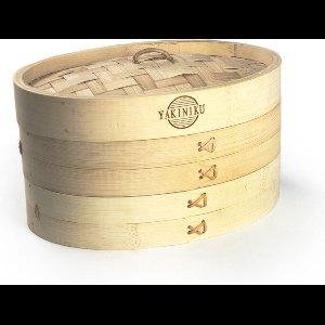 YAKINIKU - Stoommandje Bamboe - Stoommand - Stoommand - Tweedelig Met Deksel - 21x17,5cm - Dim Sum - Rijst Stoommanden -