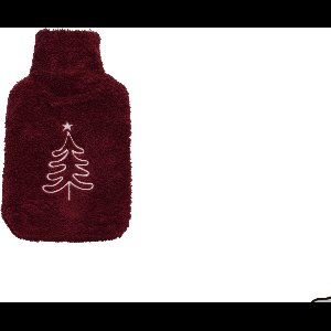 Ideaal Kerstcadeau | Rode Warmwaterkruik 2L met Feestelijke Kersthoes | Voor Iedereen |Met Kerstsilhouet Op De Hoes