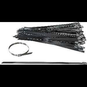 Kortpack - RVS Kabelbinders/Tyraps 500mm lang x 8mm breed - 100 stuks - Bundeldiameter: 150mm - Treksterkte: 114KG - Temperatuurbereik: -80° C tot + 540° C - (099.0613)