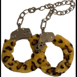 Enkelboeien tijgerprint van metaal - rode pluche - incl 2 sleutels - discrete verzending