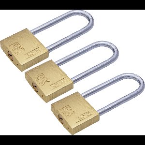 Dulimex Hangslot met 2 sleutels - 3x - 40 mm - messing - 64 mm beugel - kofferslot