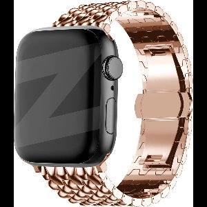 Bandz stalen band 'Dragon' geschikt voor Apple Watch 1/2/3/ 4/5/6/7/8/9/10/SE/Ultra (2) - maat: 44mm / 45mm / 46mm / 49mm - Hoogwaardig stalen materiaal - Inclusief inkortset - roségoud metalen Apple Watch bandje