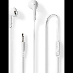 Nedis Bedrade Koptelefoon - 3,5 mm - Kabellengte: 1.20 m - Ingebouwde microfoon - Volumebediening - Wit