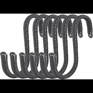 Brute Strength - Leren S-haken - Grijs - 6 stuks - Kledinghaak – Leer - kapstokhaak - Ophanghaken – handdoekhaakjes