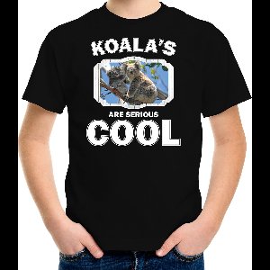 Dieren koalaberen t-shirt zwart kinderen - koalas are serious cool shirt jongens/ meisjes - cadeau shirt koala beer/ koalaberen liefhebber - kinderkleding / kleding 134/140