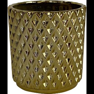 Kolibri Home | Metallic diamond bloempot - Gouden keramieken sierpot Ø9cm