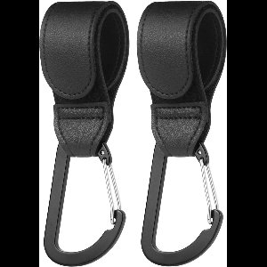 Universele Leren Buggy Haak 2 Stuks - Duurzame Klapclips met Antislip Velcro - Handige Haken voor Winkel- en Schoudertassen