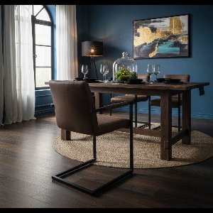 Kolding Luxe Eetkamerstoel Bruin met Zwart Metaal Onderstel – Comfortabel en Stijlvol – 53,5x55x87 cm – Medahomestore