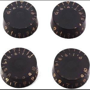 Alnicov Gitaar Contral Knoppen, Zwarte Clear Knoppen Met Goud Word Elektrische Gitaar Bass Top Hat Knoppen Snelheid Volume Tone Control Knoppen 4 Stks