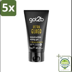 5 x Got2b Ultra Glued Indestructible Styling Gel 150 ml - Grootverpakking - Haargel - Extreme Hold - Styling Gel - Stevige Fixatie - Spikes