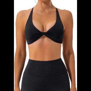 VIVAVEE Sport-BH - Gedraaide Knoop - Stijlvolle Sports Bra met Uitneembare Pads - V-hals - Stijlvol & Sexy - Comfortabel - Medium Support - Verwijderbare Vulling - Zwart - Maat M