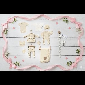 10-delige newborn kledingset met handgemaakte speenkoord en haarclip - Meisjes - Baby - Newborn set - Babykleding - Babyshower cadeau - Kraamcadeau
