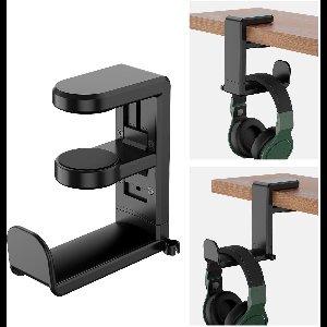 Unyqoos® Verstelbare hoofdtelefoonhouder met 360 graden draaibare haak voor bureau