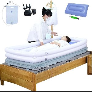 Draagbare Opblaasbare Badkuip met Douche en Waterzak – Medisch Zorgbad voor Ouderen, Volwassenen & Beperkten – Inclusief Kussen, Pomp & 8L Watersysteem – Comfortabel Thuiszorg Bad