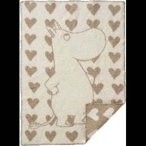 Klippan - wollen Wiegdeken - Moomin Heart -Baby - taupe- 100% lamswol