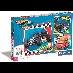 Clementoni - Puzzel - 3x48 Stukjes - Hot Wheels - Puzzel Voor Kinderen
