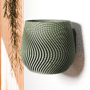 Fleuriek - Hangende bloempot modern design - Lichtgewicht & duurzame plantenpot van bioplastic, voor kleine en middelgrote kamerplanten - Groene plantenpot- Ø15 cm