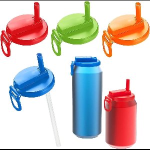 Cosensi - Herbruikbaar deksel voor blikjes met rietje - Set van 4 - Geschikt voor inmaakpotten