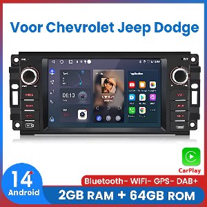 Awesafe Autoradio - Voor Chevrolet Jeep Chrysler Grand Cherokee Dodge RAM - 7 inch IPS Scherm - Draadloos Apple CarPlay & Android Auto - GPS Navigatie - Ram 2GB + Rom 64GB - Radio Scherm - Bluetooth & Wifi