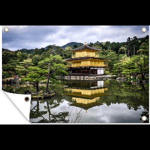 Tuinposters buiten Paviljoen - Kyoto - Japan - 90x60 cm - Tuindoek - Buitenposter