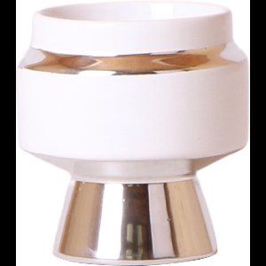 Kolibri Home | Le Chic bloempot - Witte keramieken sierpot met zilveren details - Ø6cm