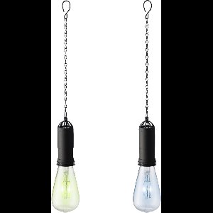Set van 2x stuks groene en blauwe solar tuinverlichting hanglampen kunststof 20 cm
